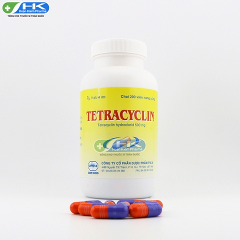 Tetracylin - Chai 200 viên nang - DP.TW25 (Tetracyclin HCl 500mg)