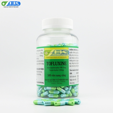 Tofluxine - Chai 500 viên nang - ENLIE(Dextromethorphan HBr 5mg; Terpin hydrat 100mg)