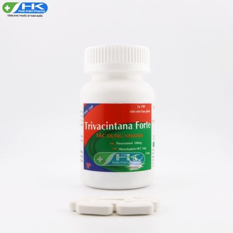 Trivacin Tana Fort - Chai 100 viên nén dài - Thành Nam Pharma(Paracetamol 500mg; Cafein 25mg; Phenylephrin hydroclorid 5mg)