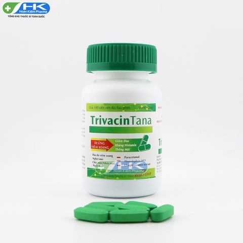 Trivacin Tana - Chai 100 viên nén dài - Thành Nam Pharma (Paracetamol 500mg; Phenylephrin 10mg; Clorpheniramin 2mg)