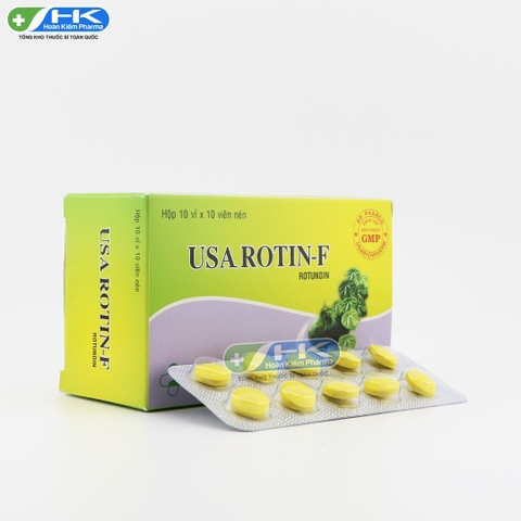 USA Rotin F - Hộp 10 vỉ x 10 viên - PP.Pharco (Cao Tâm Sen 30mg; Rotundin 15mg; Vitamin B6 0,5mg; Vitamin B1 0,5mg)