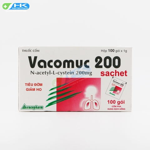 Vacomuc 200 - Hộp 100 gói x 1g - VacoPharrm (Acetylcystein 200mg)