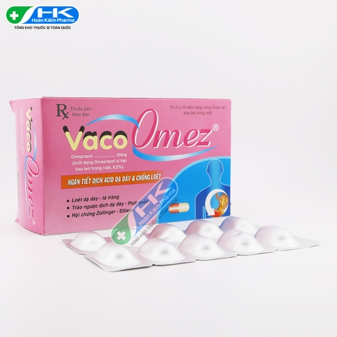 VacoOmez - Hộp 10 vỉ x 10 viên nang - VacoPharm (Omeprazol 20mg)