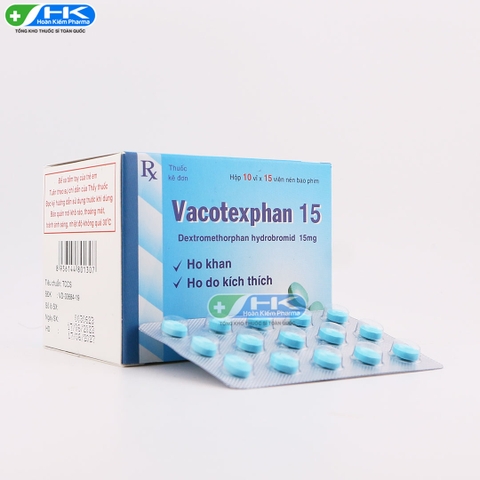 Vacotexphan 15 - Hộp 10 vỉ x 15 viên nén - VacoPharm (Dextromethorphan HBr 15 mg)