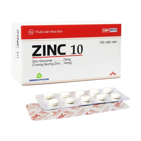 Zinc 10 - Hộp 10 vỉ x 10 viên - Agimexpharm (Zinc 10mg)