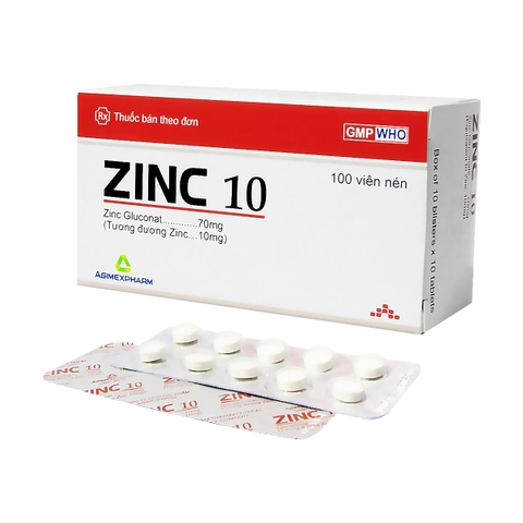 Zinc 10 - Hộp 10 vỉ x 10 viên - Agimexpharm (Zinc 10mg)