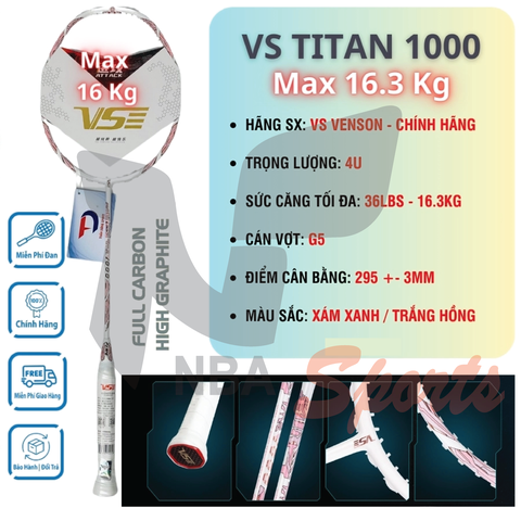 Vợt Cầu Lông VS Titan 1000 Trắng-Chính hãng
