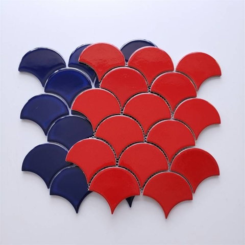 Gạch mosaic vảy cá 295 × 335mm màu đỏ