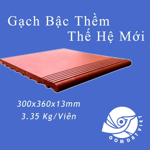 Gạch bậc thềm 36x40cm màu đỏ tráng men Gốm Đất Việt
