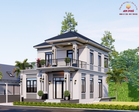 Mẫu 2 tầng mái nhật rộng 8m ở Thị Trấn Nam Đàn