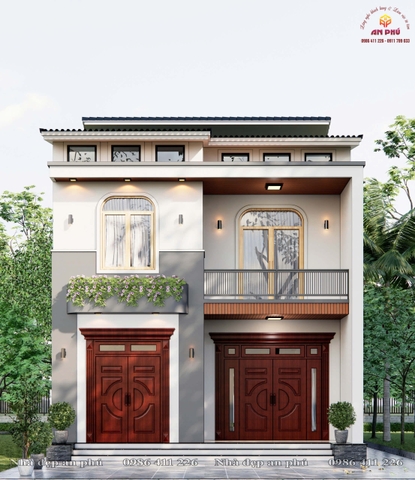 Nhà phố 2 tầng mái lệch rộng 8.3m ở Thanh Tường Thanh Chương