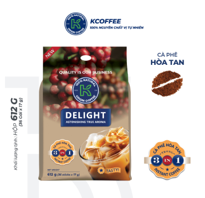 Cà Phê Hòa Tan 3 In 1 K Delight 612 gram (36 gói/túi x 12 túi/thùng)