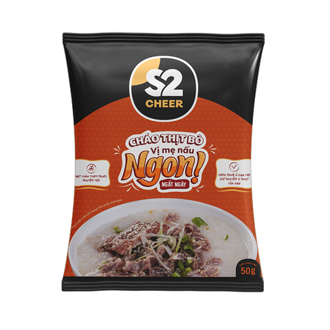 S2 Cheer Cháo Thịt Bò ( 50g / gói )
 10 gói x 3 dây / thùng