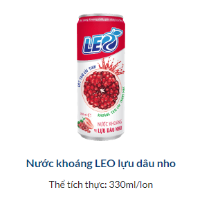Nước khoáng Leo Lựu Dâu Nho 330ml 24/Thùng (KMGT)