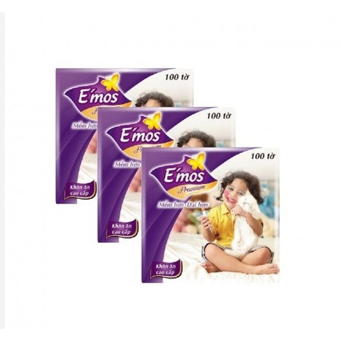 KHĂN GIẤY ĐA NẮNG E'MOS PREM 2 LỚP  - 100 TỜ VUÔNG NHỎ (24CM X 72)