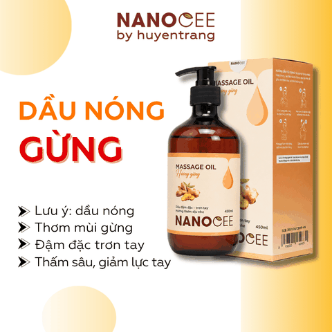 Dầu Massage Gừng Nanocee 450ml – Dầu Massage Body Chuyên Nghiệp Cho Spa
