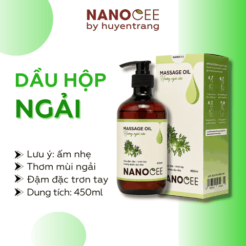 Dầu Massage Ngải Cứu Nanocee 450ml – Dầu Massage Body Hương Thảo Mộc Cho Spa