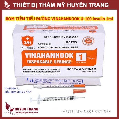 Bơm tiêm INSULIN sử dụng một lần 1ml Vinahankook