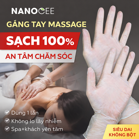Găng Tay Massage Body - Cổ Ngắn - Dùng Trong Spa, Phun Xăm, Dưỡng Sinh, Gội Đầu