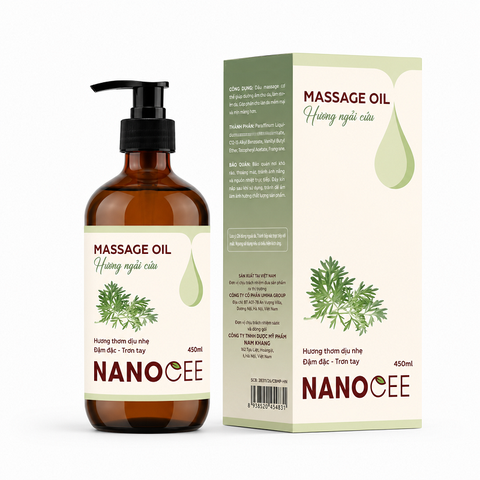Dầu Massage Ngải Cứu Nanocee 450ml – Dầu Massage Body Hương Thảo Mộc Cho Spa