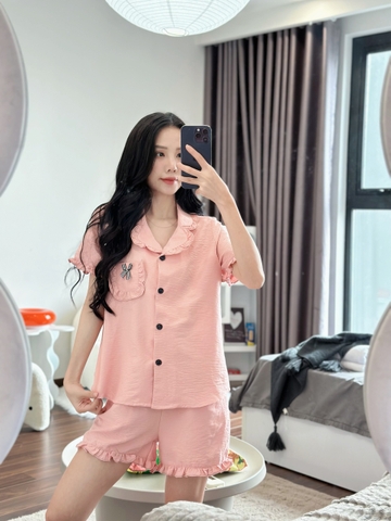 Bộ Pijama hồng chất liệu thô đũi Nhật vải nhập khẩu siêu xinh yêu cho các nàng , từ 40-65kg , hàng thiết kế thương hiệu ANT_P03