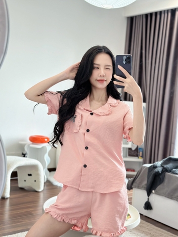 Bộ Pijama hồng chất liệu thô đũi Nhật vải nhập khẩu siêu xinh yêu cho các nàng , từ 40-65kg , hàng thiết kế thương hiệu ANT_P03