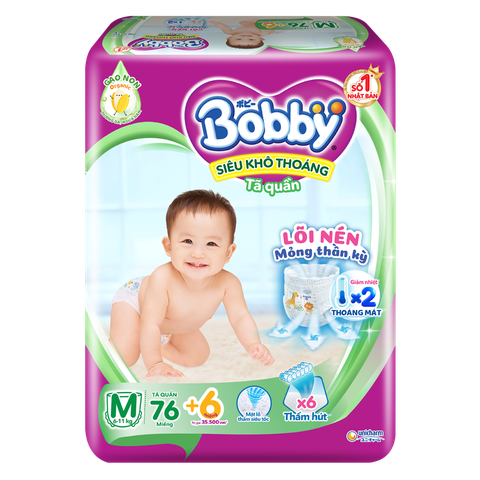 Bỉm tã quần Bobby size M 76 miếng (6-10kg)