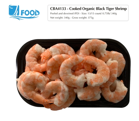 Tôm sú hấp nguyên vị, lột vỏ lấy chỉ Size 13/15, NW 340g (Khay)