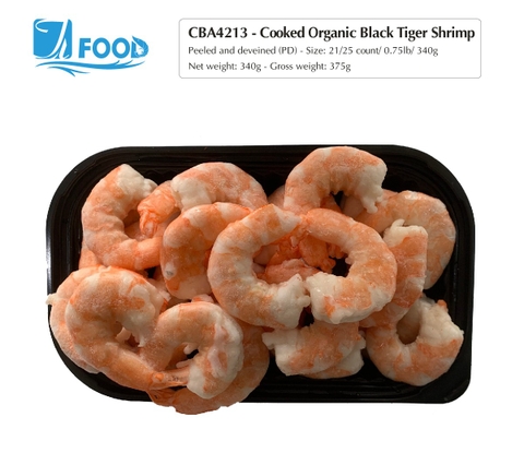 Tôm sú hấp nguyên vị, lột vỏ lấy chỉ Size 21/25, NW 340g (Khay)
