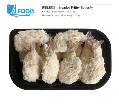 Tôm tẩm bột Butterfly Size 34g, NW 340g (Khay)