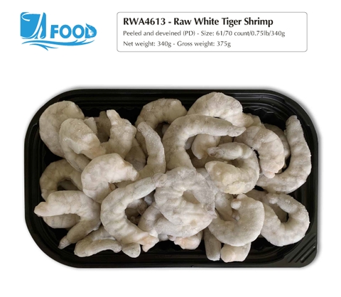Tôm thẻ nguyên vị, lột vỏ lấy chỉ size 61/70, NW 340g (Khay)