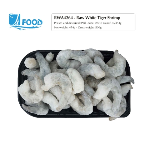 Tôm thẻ nguyên vị, lột vỏ lấy chỉ Size 26/30, NW 340g (Khay)