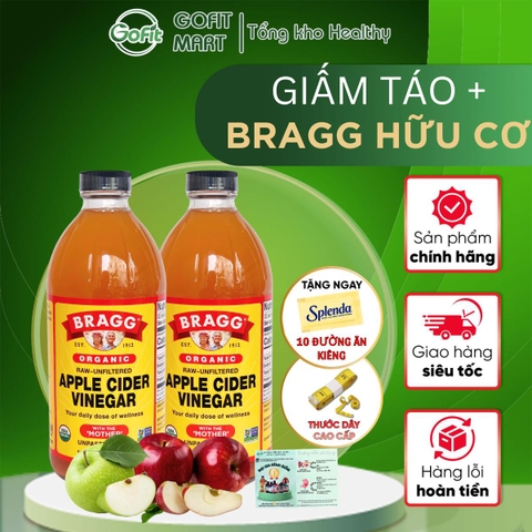 BRAGG - Giấm táo hữu cơ chai 473/946ML Bragg Organic Apple Cider Vinegar & Đường Splenda