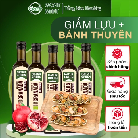 Giấm Lựu Green Nature 500ml & Bánh Thuyền Mix Hạt 200g