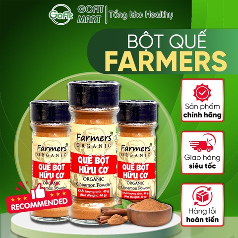 Bộ Gia Vị Bột Farmers' Organic Vipep Hũ Thủy Tinh 40g - Gừng, Nghệ, Quế