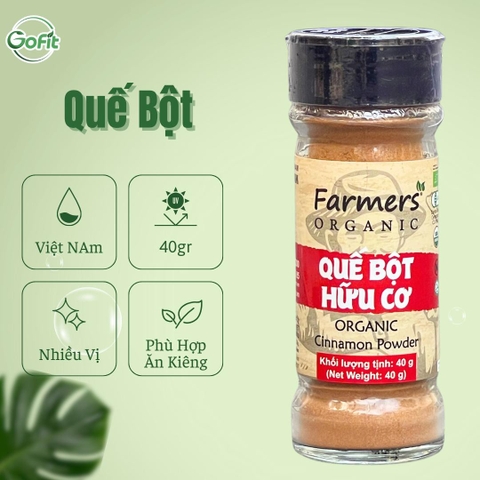 Bộ Gia Vị Bột Farmers' Organic Vipep Hũ Thủy Tinh 40g - Gừng, Nghệ, Quế
