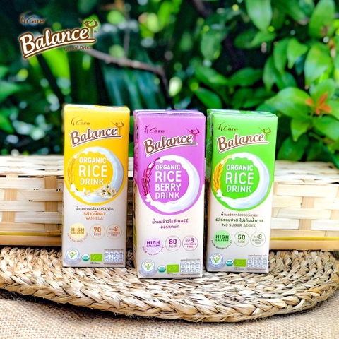 Sữa Gạo Hữu Cơ BALANCE Thái Lan 1 hộp, 180ML (Vị vani/ Gạo tím/ Không đường)