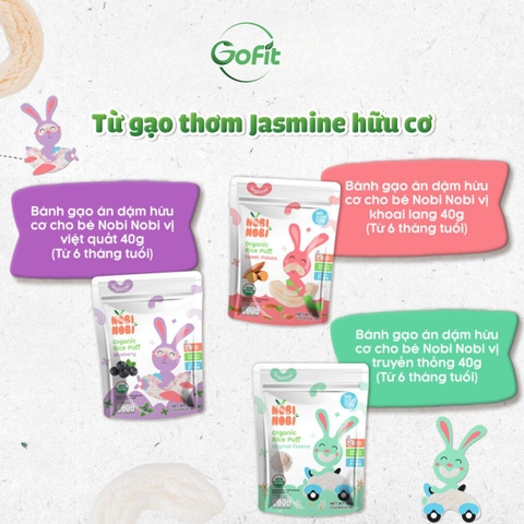 Bánh Gạo Ăn Dặm Hữu Cơ NOBI NOBI - Cho bé từ 6 tháng tuổi, Gofit Mart, 40g