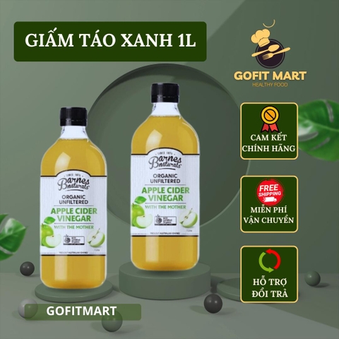 Barnes - Giấm táo xanh hữu cơ chai 1L/500ML, có giấm cái