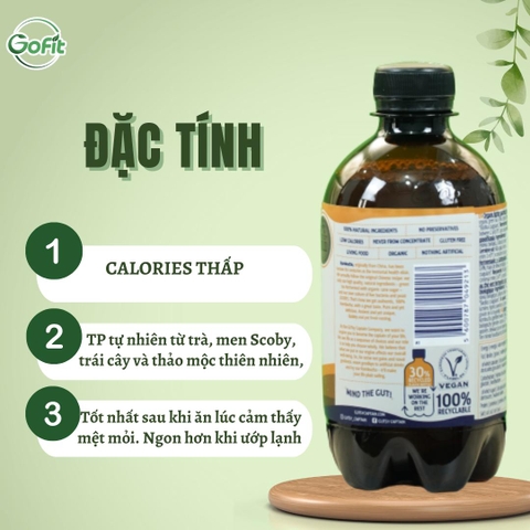 Gutsy Captain - Trà Kombuca hữu cơ, chai 400ML, tốt cho hệ tiêu hoá và làn da - Chính Ngạch Từ Bồ Đào Nha
