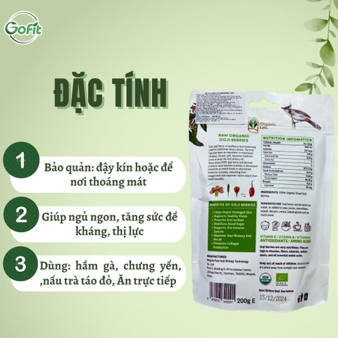 Kỉ tử hoang dã hữu cơ Organic Life 200g
