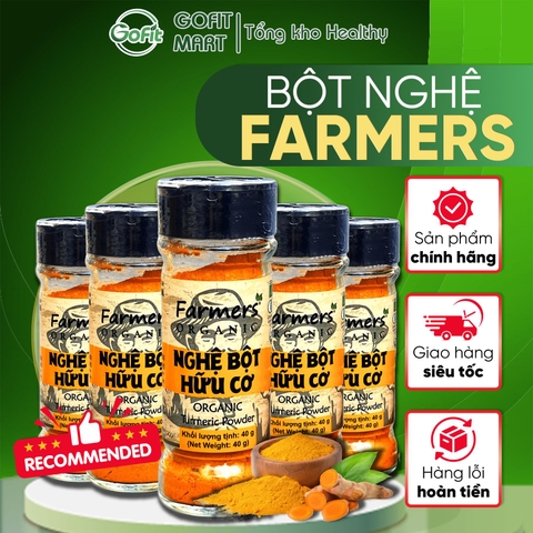 Bộ Gia Vị Bột Farmers' Organic Vipep Hũ Thủy Tinh 40g - Gừng, Nghệ, Quế