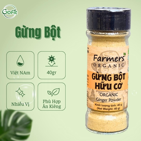 Bộ Gia Vị Bột Farmers' Organic Vipep Hũ Thủy Tinh 40g - Gừng, Nghệ, Quế