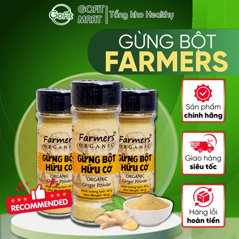 Bộ Gia Vị Bột Farmers' Organic Vipep Hũ Thủy Tinh 40g - Gừng, Nghệ, Quế