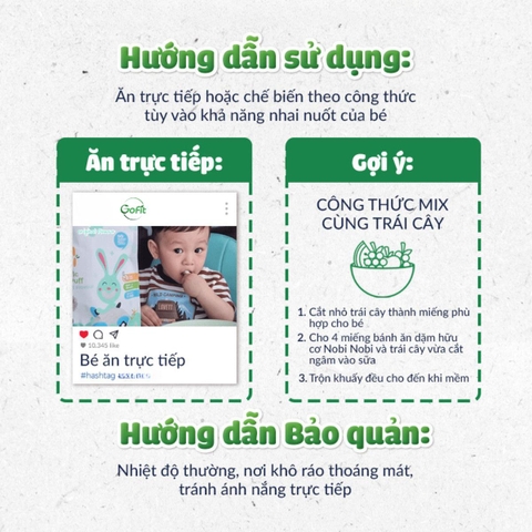 Bánh Gạo Ăn Dặm Hữu Cơ NOBI NOBI - Cho bé từ 6 tháng tuổi, Gofit Mart, 40g