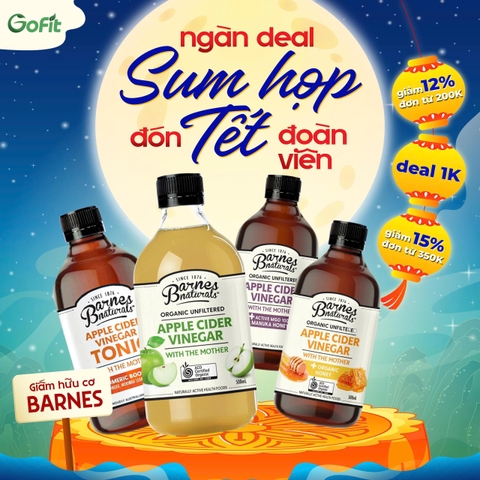[BARNES] Giấm Táo/ Giấm Táo Mật Ong Hữu Cơ Barnes Naturals 500ml