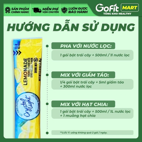 [GIÁ TỐT] Bột Trái Cây Crystal Light 60 Gói – 4 Vị Chanh, Cam, Cherry, Phúc Bồn Tử