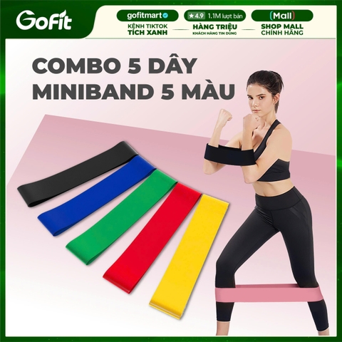 Combo 5 dây đàn hồi kháng lực miniband chuyên tập mông, 5 mức kháng lực
