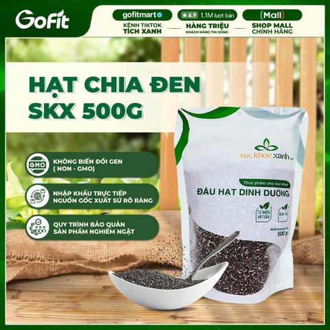 [DATE 2027] Hạt Chia đen Sức Khỏe Xanh - Túi 250G/500g - Hàng chính hãng, nhập khẩu từ Argentina