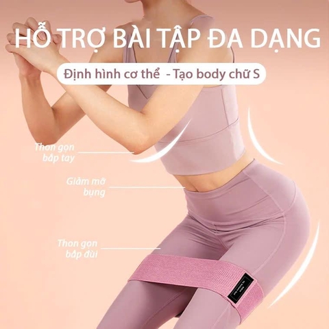Dây kháng lực miniband vải dệt cao cấp - kháng lực tập mông, tập yoga , tặng kèm túi lưới
